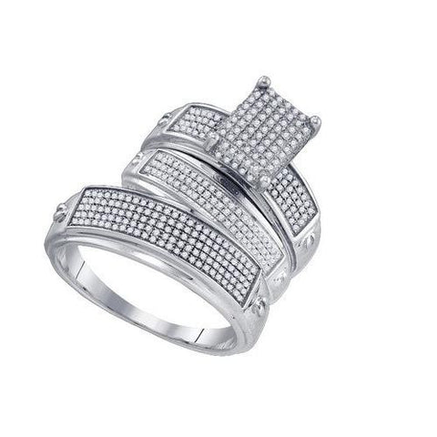 925 Sterling Silver White 0.68CTW DIAMOND MICRO PAVE TRIO SET