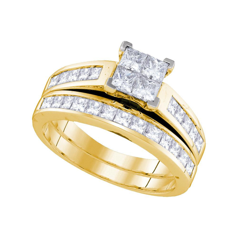 1  1-2CT-Diamond INVISIBLE BRIDAL SET