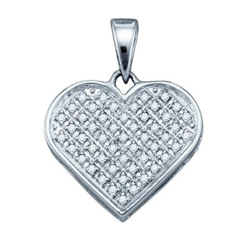 925 Sterling Silver White 0.15CTW DIAMOND HEART PENDANT