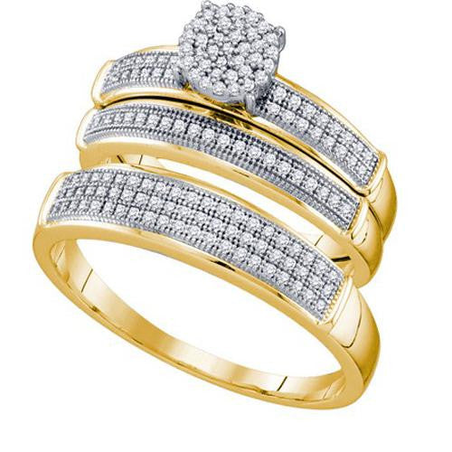 925 Sterling Silver Yellow 0.40CT DIAMOND MICRO PAVE TRIO SET