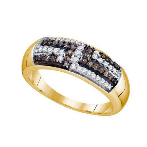 925 Sterling Silver Yellow 0.40CTW COGNAC DIAMOND  FASHION BAND