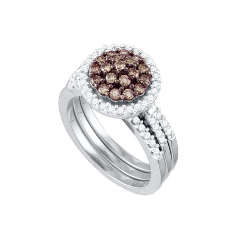 1 CTW-Diamond FLOWER BROWN RING