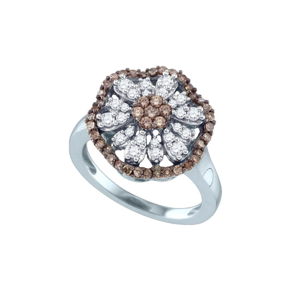 3-4CT-Diamond BROWN FLOWER RING