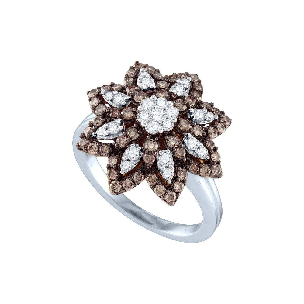 1 CTW-Diamond BROWN FLOWER RING