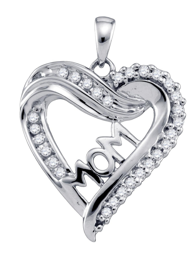 1-5CT-Diamond HEART MOM PENDANT""