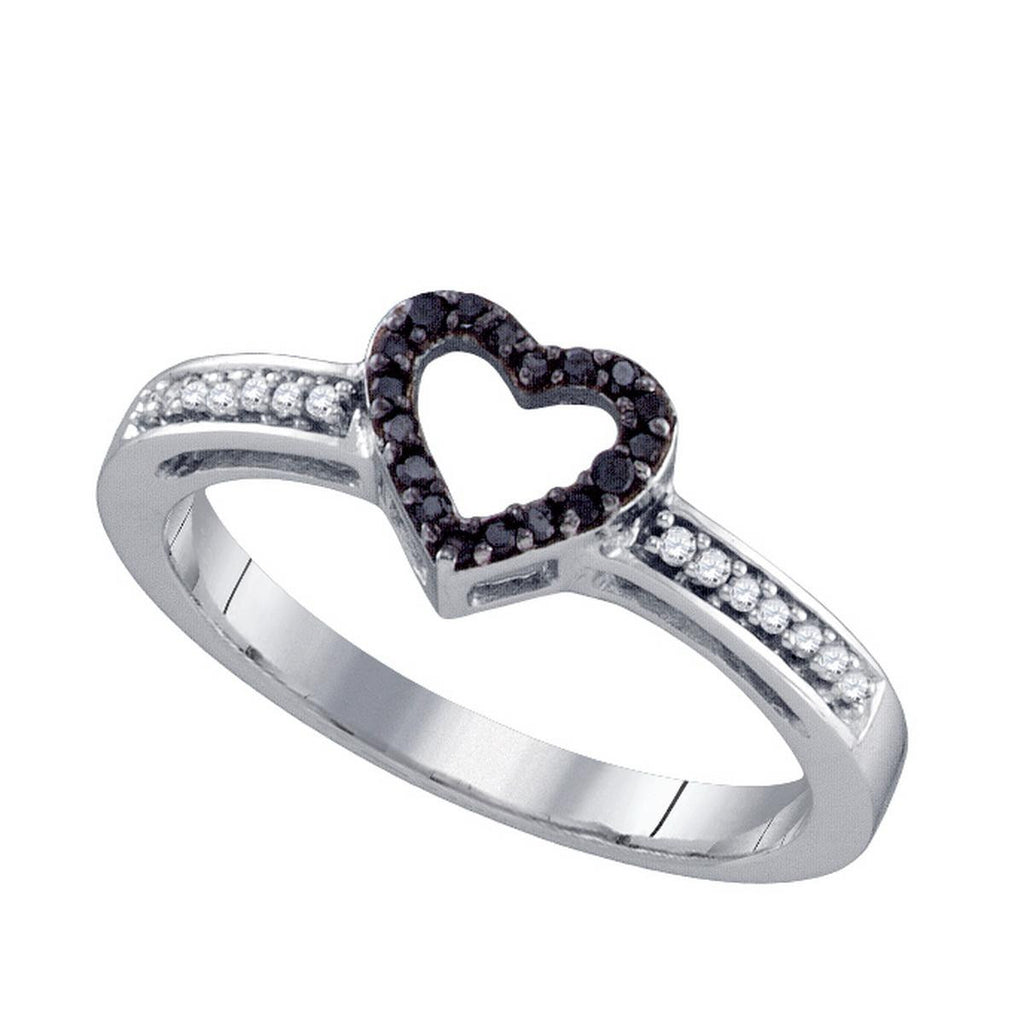 1-8CT-Diamond HEART BLACK RING