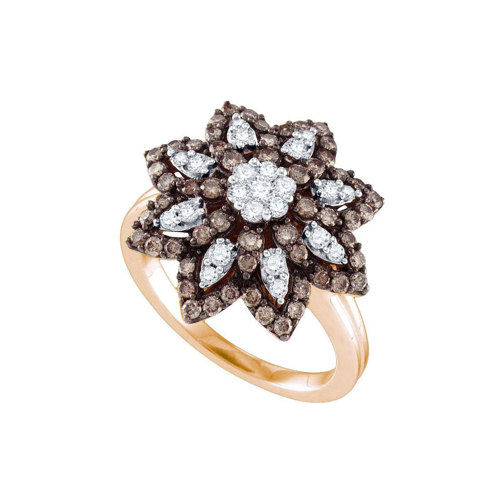 1 CT-Diamond BROWN FLOWER RING