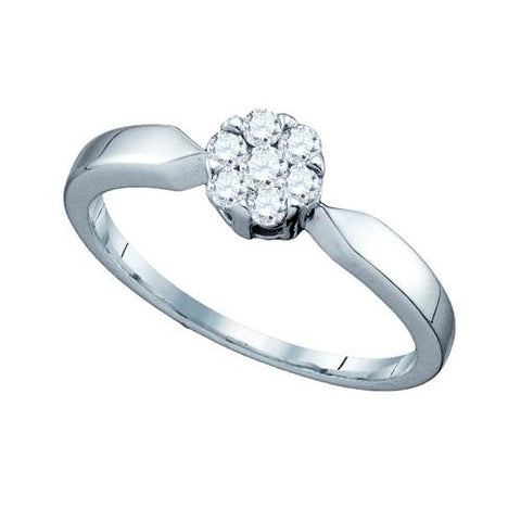 10KT White Gold 0.25CT DIAMOND FLOWER RING