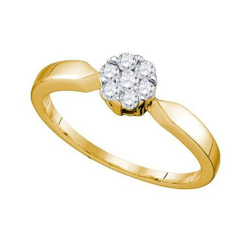 10KT Yellow Gold 0.25CTW  DIAMOND LADIES FLOWER RING