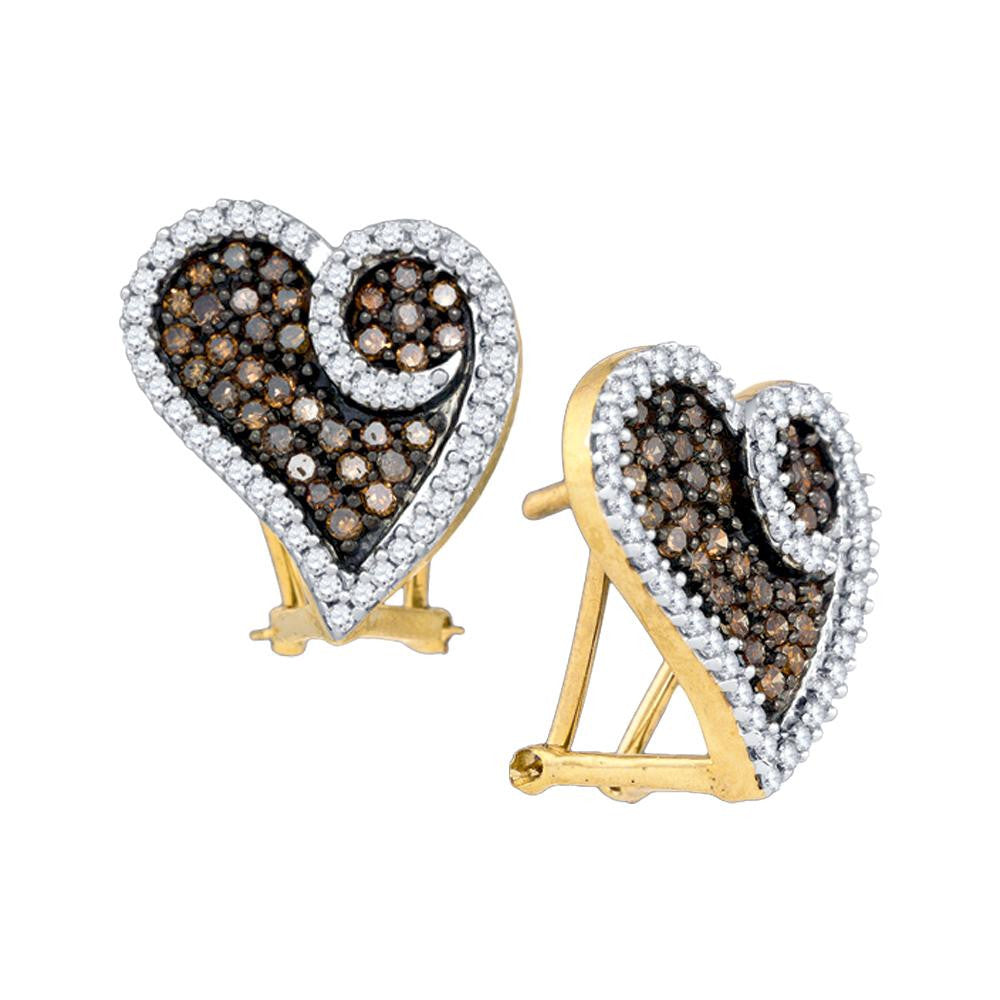 1 CT-Diamond BROWN HEART EARRING