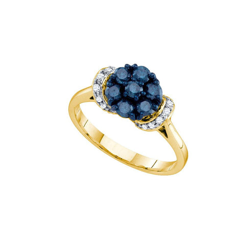 5-8CT-Diamond FLOWER BLUE RING