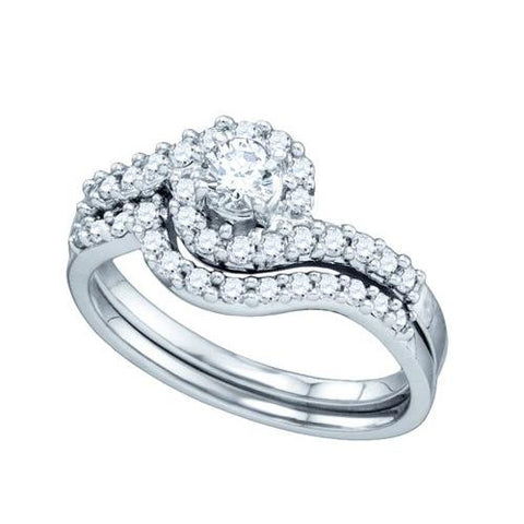 14K White-gold 0.67CT DIAMOND 0.25CT CENTER ROUND BRIDAL RING