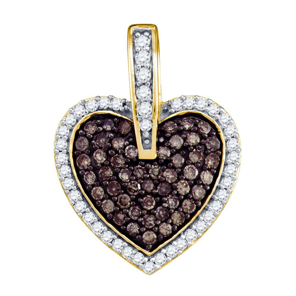 1-2CT-Diamond BROWN HEART PENDANT