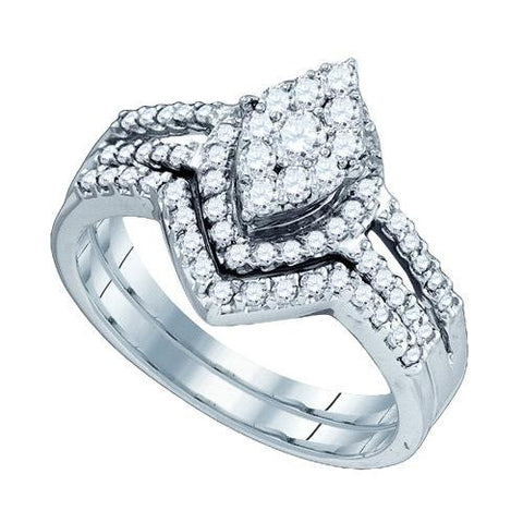 10KT White Gold 0.74CTW DIAMOND SOLI STAR BRIDAL SET