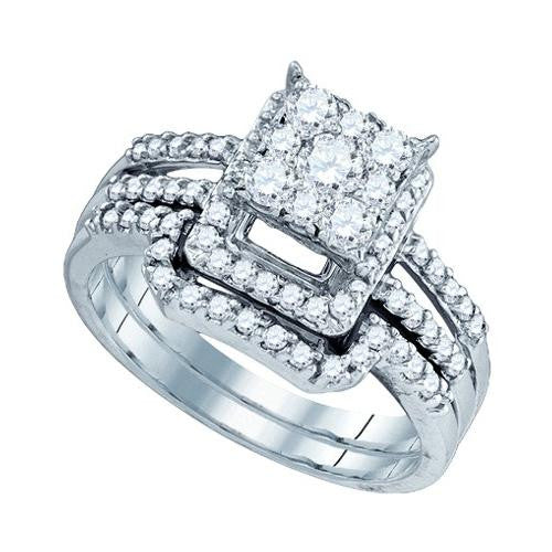 10KT White Gold 1.01CTW DIAMOND SOLI STAR BRIDAL SET