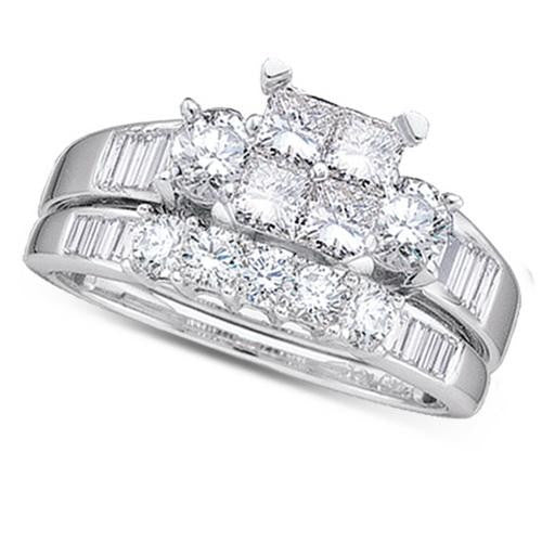 10KT White Gold 0.53CTW DIAMOND PRINCESS CENTER BRIDAL SET