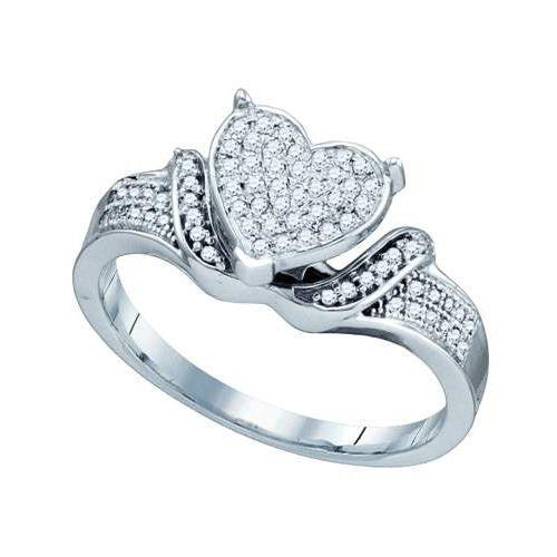 10KT White Gold 0.20CTW DIAMOND LADIES MICRO PAVE HEART RING