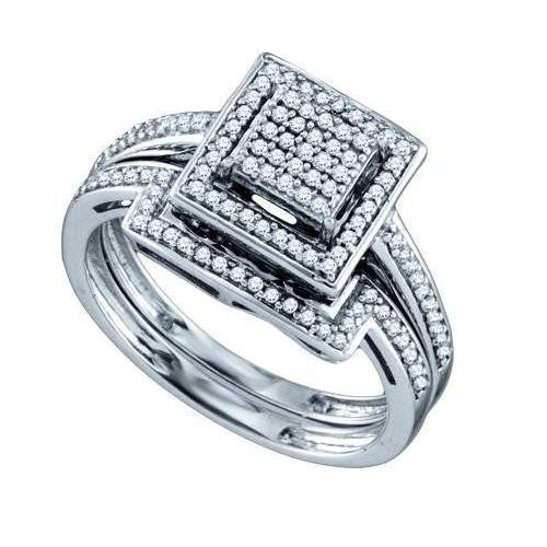 925 Sterling Silver White 0.35CTW DIAMOND FASHION BRIDAL RING