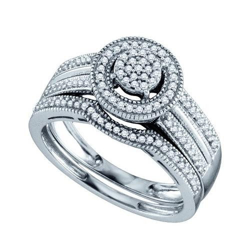 925 Sterling Silver White 0.33CTW DIAMOND FASHION BRIDAL RING