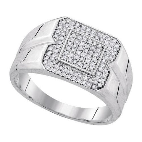 925 Sterling Silver White 0.33CT DIAMOND MICRO-PAVE MENS RING