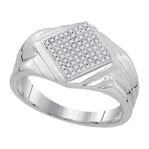 925 Sterling Silver White 0.20CT DIAMOND MICRO-PAVE MENS BAND