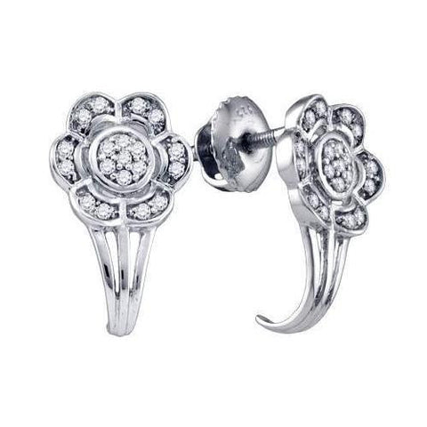 925 Sterling Silver White 0.12CTW DIAMOND LADIES FASHION EARRING