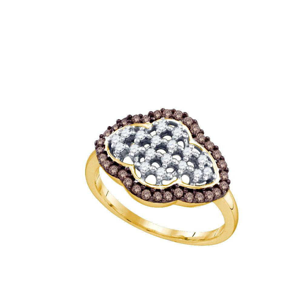 1-2CTW-Diamond BROWN FLOWER RING