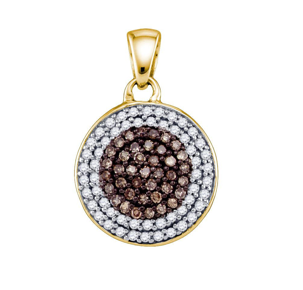 1-2CTW-Diamond BROWN CIRCLE PENDANT