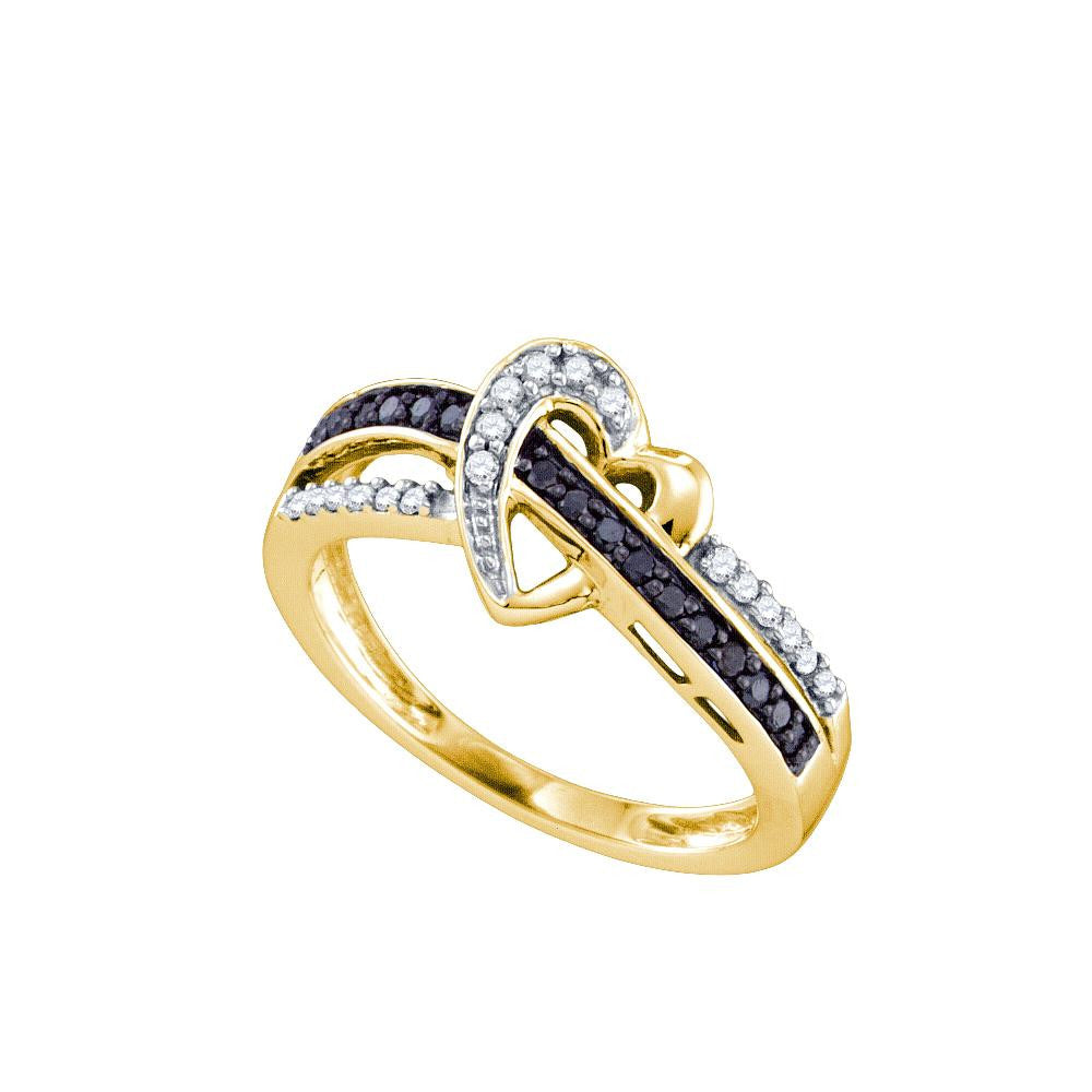 1-4CTW-Diamond HEART BLACK RING