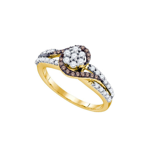 1-2CTW-Diamond BROWN FLOWER RING