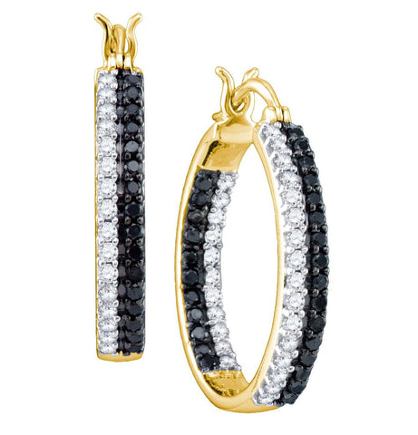 1 CTW-Diamond BLACK  HOOPS