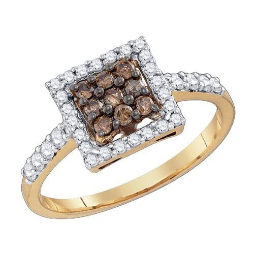 10KT Yellow Gold 0.51CTW COGNAC DIAMOND FASHION RING