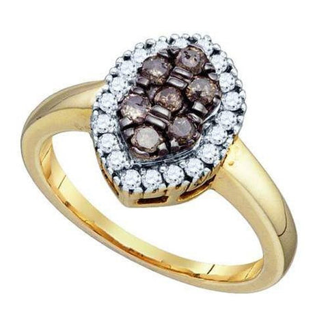 10KT Yellow Gold 0.51CTW COGNAC DIAMOND  FASHION RING