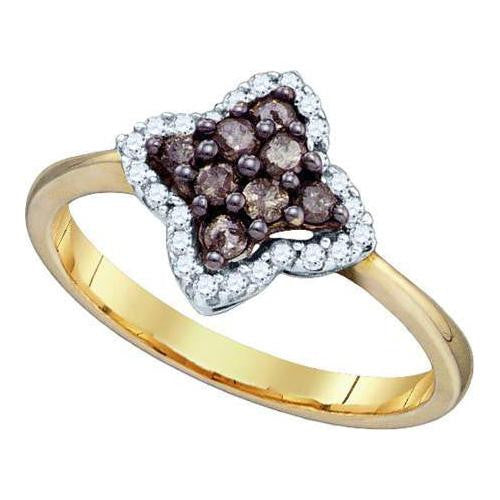 10KT Yellow Gold 0.34CTW COGNAC DIAMOND  FASHION RING