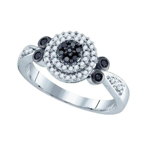 10K White-gold 0.34CTW BLACK DIAMOND FASHION RING