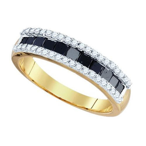 10K Yellow-gold 1.02CTW BLACK DIAMOND FASHION BAND