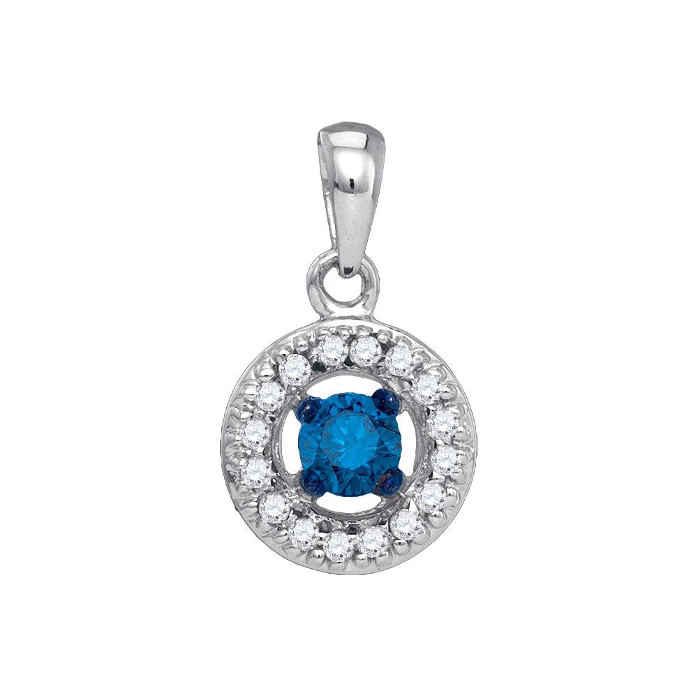 1-4CT-Diamond CIRCLE BLUE PENDANT