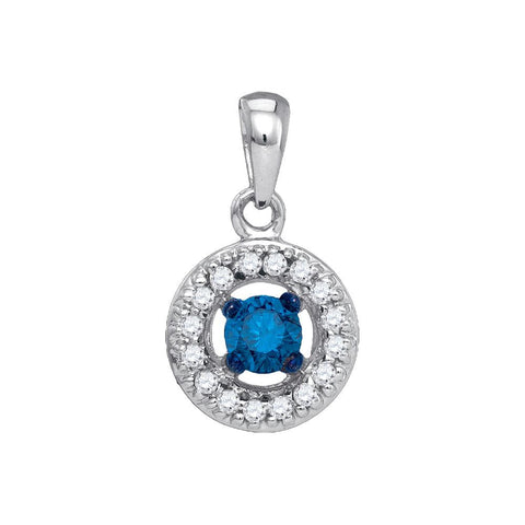 1-4CT-Diamond CIRCLE BLUE PENDANT