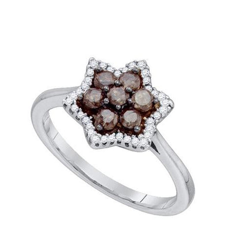 10KT White Gold 0.51CT COGNAC DIAMOND FASHION RING