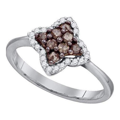 10KT White Gold 0.34CTW COGNAC DIAMOND  FASHION  RING