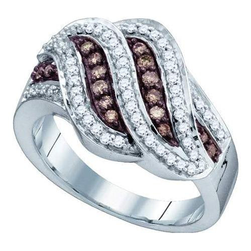 10KT White Gold 0.51CTW COGNAC DIAMOND  FASHION BAND