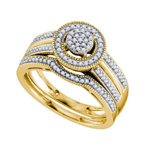 925 Sterling Silver Yellow 0.33CT DIAMOND FASHION BRIDAL RING