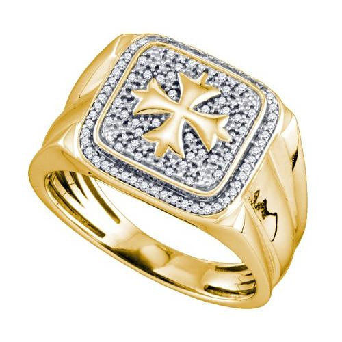 925 Sterling Silver Yellow 0.22CT DIAMOND MICRO PAVE MENS BAND