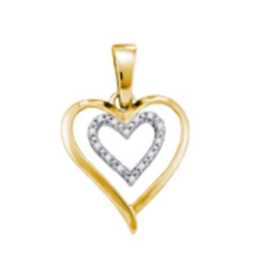 925 Sterling Silver Yellow Two Tone 0.05CT DIAMOND HEART PENDANT