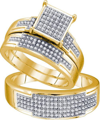 10K Yellow-gold 0.50CT DIAMOND MICRO-PAVE TRIO SET