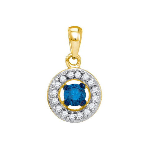 1-4CT-Diamond CIRCLE BLUE PENDANT