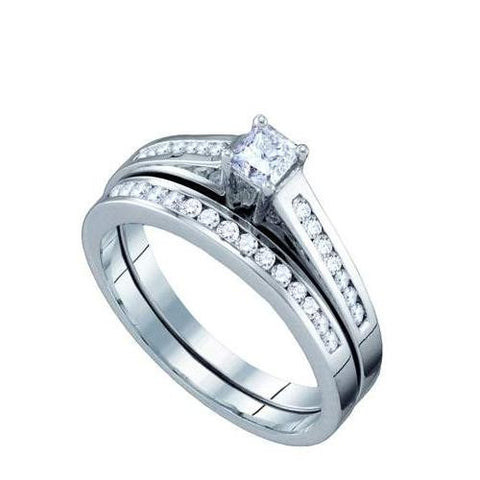 10KT White Gold 0.50CT DIAMOND PRINCESS CENTER BRIDAL SET SIZE 5