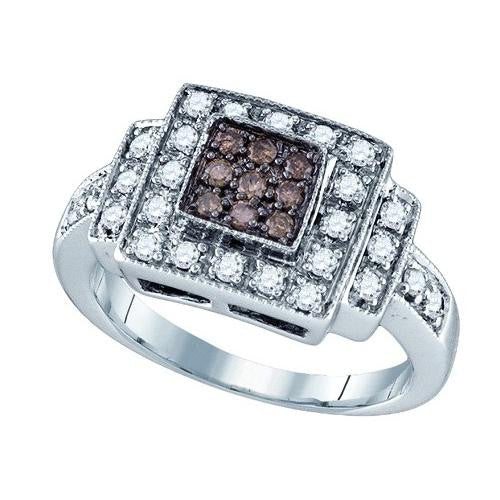 10KT White Gold 0.51CTW COGNAC DIAMOND FASHION RING