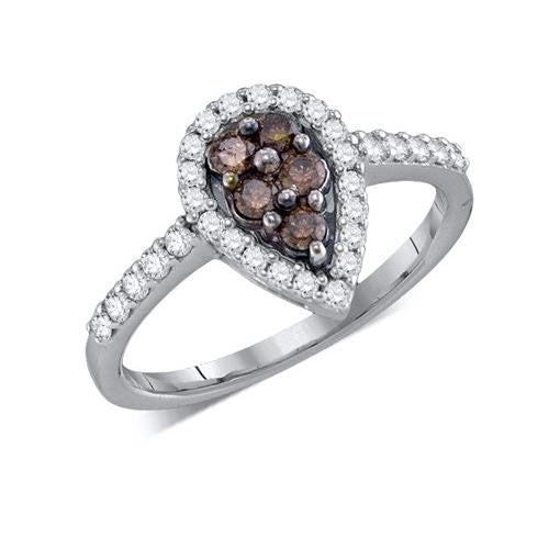 10KT White Gold 0.51CT COGNAC DIAMOND FASHION RING