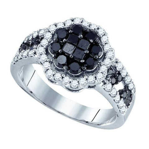 10K White-gold 1.17CTW BLACK DIAMOND FASHION RING